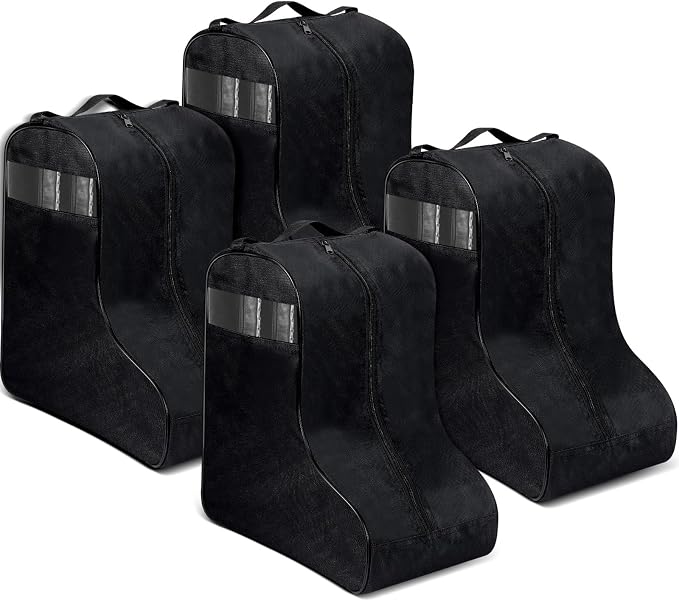 4 Pcs Boot Bags for Cowboy Boots Portable Storage Bag for Travel Long Tube Shoes Bags Men Tall Shoe with Handle for Home (Black) by Clysee