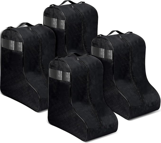 4 Pcs Boot Bags for Cowboy Boots Portable Storage Bag for Travel Long Tube Shoes Bags Men Tall Shoe with Handle for Home (Black) by Clysee
