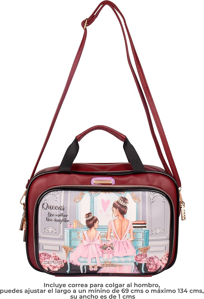 Nicole Lee Cosmetic Makeup Bag for Women - Multi Organization Toiletry Travel Bag with 5 Compartments (Double Queens) - Image 6