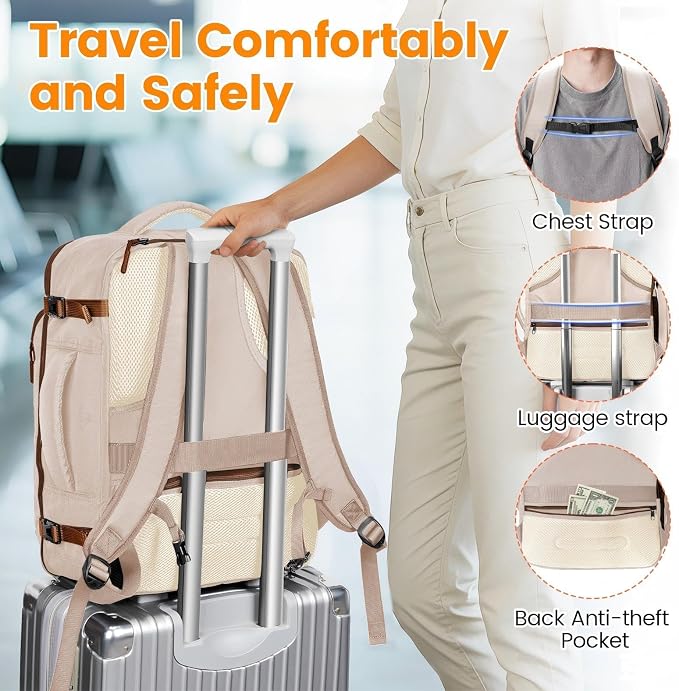 MATEIN Personal Item Travel Backpack, Carry on Bag with Electronics Case | Airplane Approved, Overnight Backpack for Women, Fits 17 inch Laptop Compartment, Water Resistant, Travelling Essential - Image 7