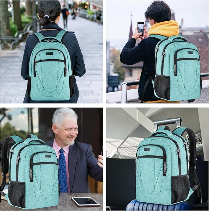 BIKROD Teal Backpack for Women and Men, Extra Large School Backpacks for Teens, Water Resistant Back Pack Fits 17 Inch Laptop, Business Anti Theft Sturdy Computer Bag Gifts - Image 6