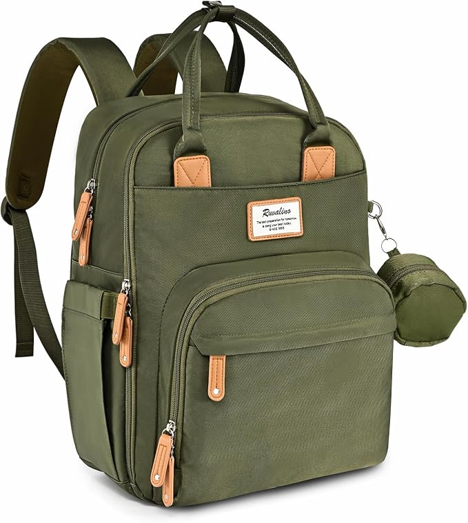 RUVALINO Diaper Bag Backpack - Multifunction Travel Back Pack Maternity Baby Changing Bags, Diaper Changing Totes, Large Capacity, Waterproof and Stylish, Baby Travel Essential, Army Green by RUVALINO