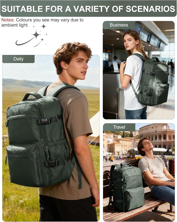 winspansy Vacuum Backpack Travel Essentials with Air Pump Compression Bags for Travel Carry on Flight Approved Seal Vacpack Personal Item Backpack with Vacuum System for Women Men Dark Green - Image 8