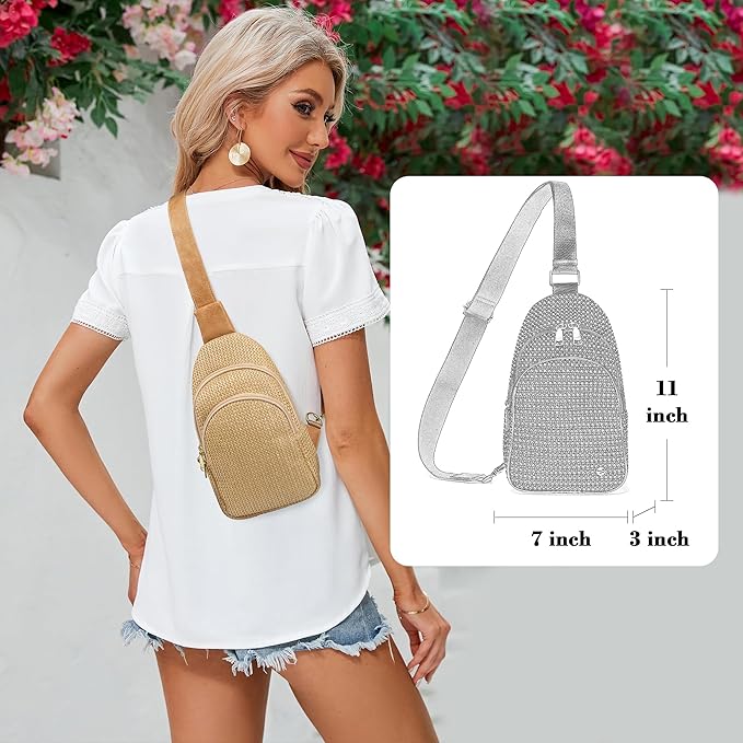 INICAT Straw Crossbody Bags Beach Gifts Small Sling Bag Summer Vacation Essentials Hawaiian Accessories Rattan Purses Women
