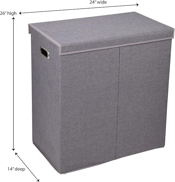 Household Essentials Collapsible Laundry Sorter with Lid, Gray - Image 5