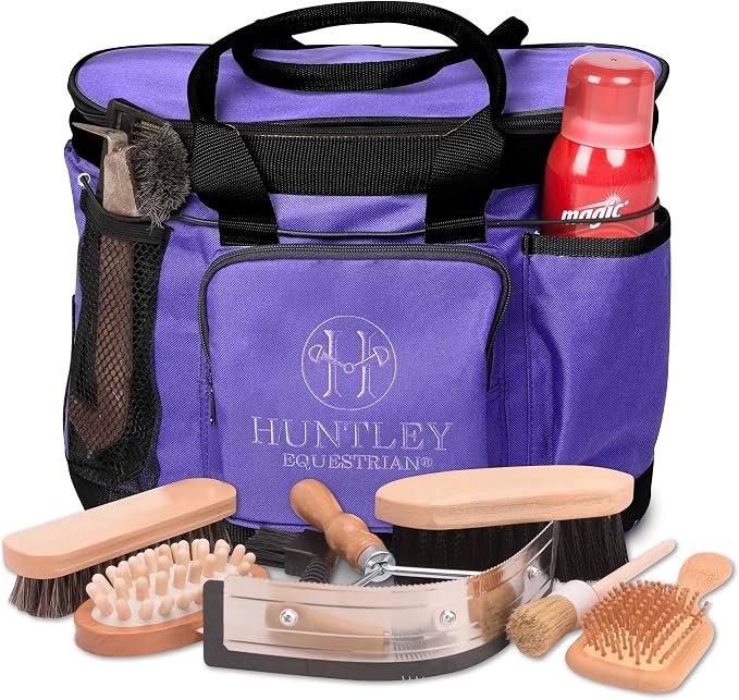 Huntley Equestrian Deluxe Grooming Bag Perfectly Designed Easy Access Multi Pocket Zipper Top Closure Double Handles Shoulder Strap Exterior Pockets - Image 2