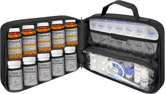 Large Pill Bottle Organizer & Medicine Bag for Travel | Prescription bottle organizer with 10 bottle pockets and padded storage for medication bottles, supplements, vitamins by StarPlus2