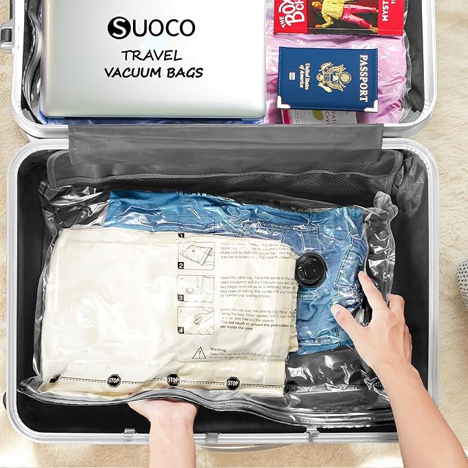 Travel Vacuum Bags for Clothing with Rechargeable Electric Pump, Compression Packing Cubes Organizer Storage for Luggage Suitcase, Space Saver Seal Bags for Vacation Cruise, 9 Combo - Image 5