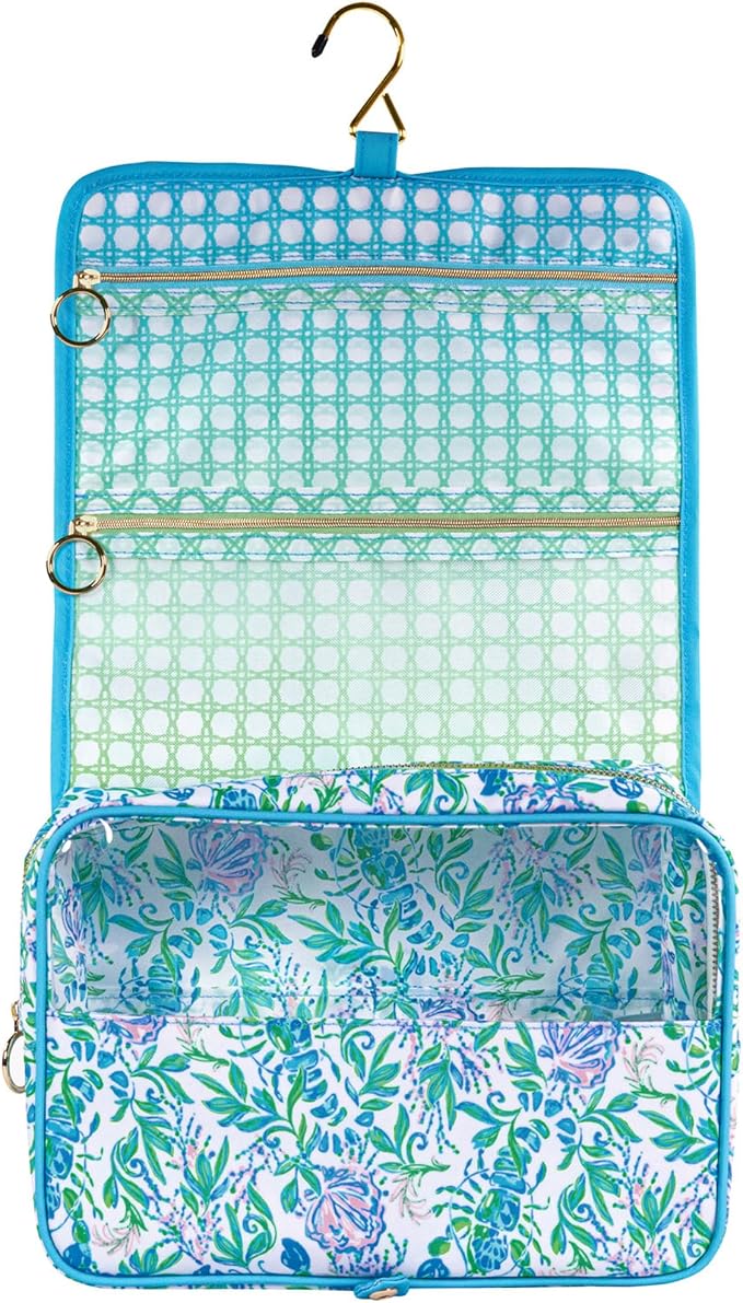 Lilly Pulitzer Travel Toiletry Bag with Handle, Pockets, and Zipper, Hanging Travel Organizer for Makeup and Toiletries, Just a Pinch - Image 3