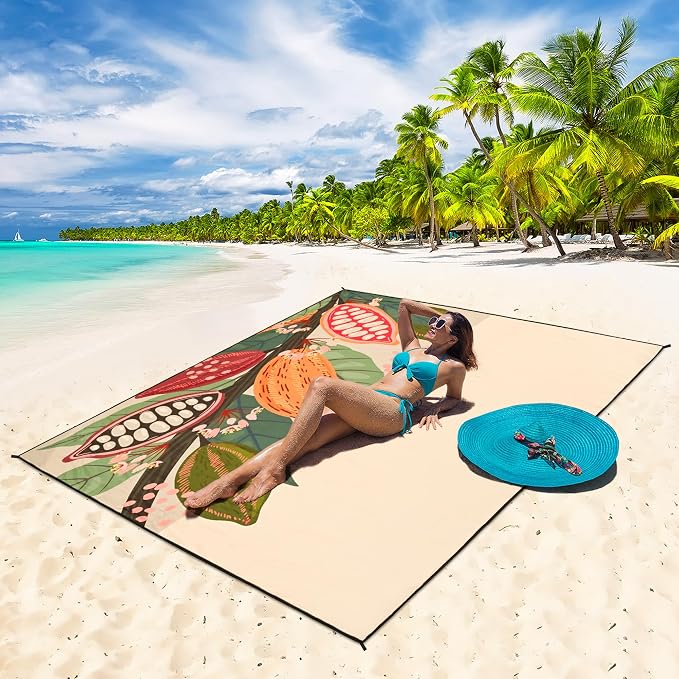 HIHOHO Beach Blanket Waterproof Sandproof Extra Large Beach Mat 79" X 83"/120"x108"for 1-8 Adults Quick Drying Durable Outdoor Picnic Mat for Beach Travel Camping Hiking - Image 5