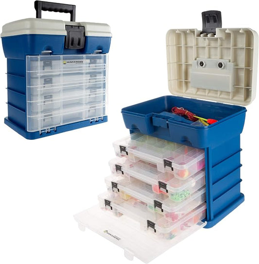 Storage Tool Box Organizer - Utility Box with 4 Drawers and 19 Compartments for Camping Supplies and Fishing Tackle by Wakeman Outdoors by Wakeman