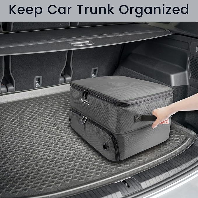 YOREPEK 2 Layer Golf Trunk Organizer, Golf Gifts for Men with Separate Ventilated Compartment for 2 Pair Shoes, Waterproof Car Trunk Locker for Balls, Tees, Clothes, Gloves, Gifts for Golfers - Image 8