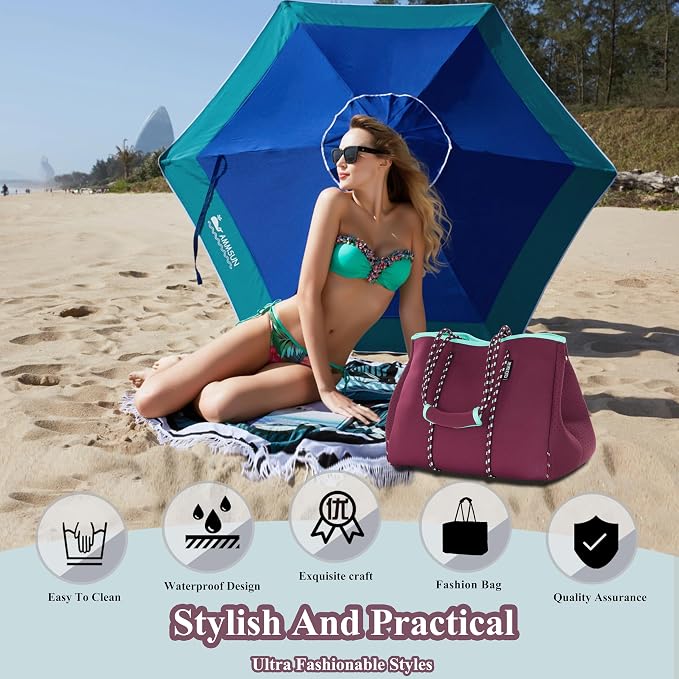 QOGiR Neoprene Multipurpose Beach Bag Tote with Inner Zipper Pocket … … … … - Image 5