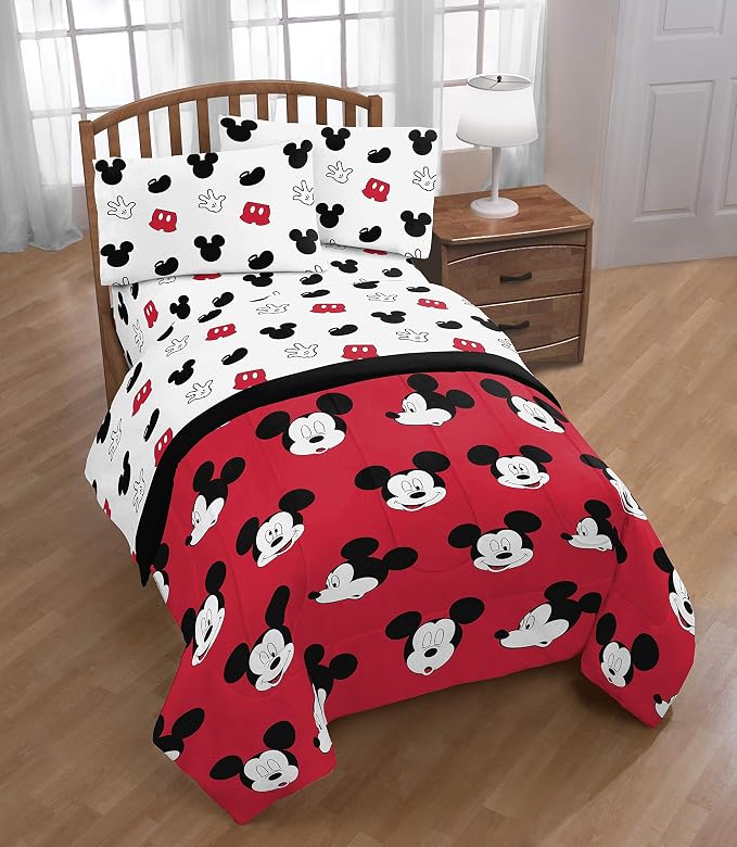 Jay Franco Kids Sheet Set with Fitted, Flat Sheets & Pillow Cover - Ultra-Soft Bedding with Pillowcase for Room Decor, White - Mickey Mouse, 4 Piece Full - Image 6