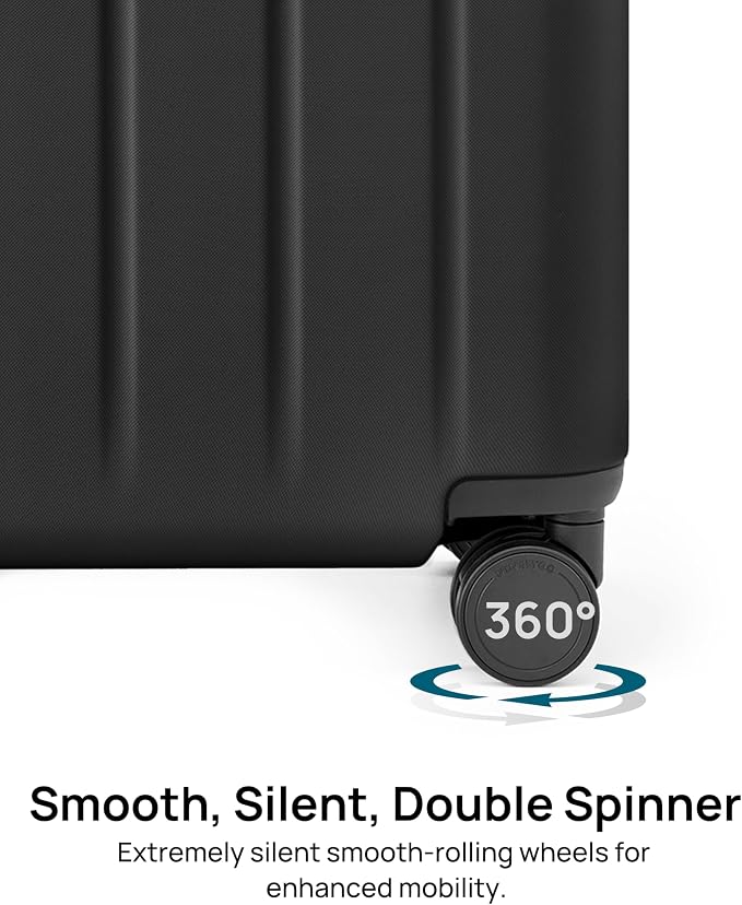 NINETYGO Carry On Suitcase, 20 Inch Carry-On Luggage with Double Spinner Wheels, Dry Wet Separate, PC Hard Case Suitcase, Lightweight Travel Luggage, TSA Approved (Black, Danube) - Image 6