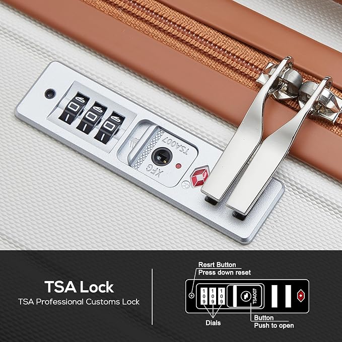Melalenia Luggage 10 Piece Sets Clearance,Large Suitcase Set Spinner Wheels with TSA Locks,Hard Shell Luggage Sets for Women Travel Suitcase (White brown) - Image 2