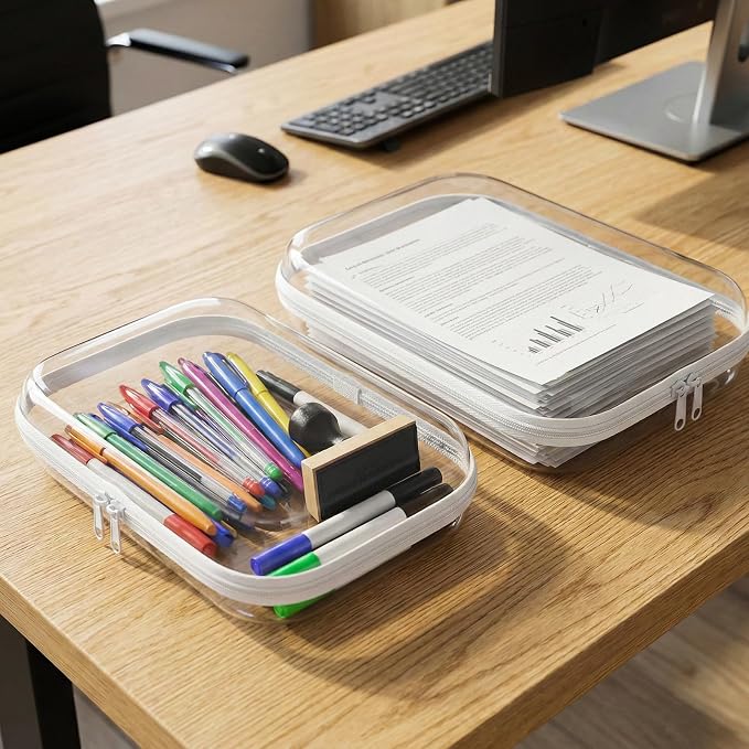 Dimore Ultimate Organizer Kit - 9 Pack Clear Hard Shell Zipper Case (3 Large + 3 Medium + 3 Small) Multi-Size Set, Complete Storage Solution for Makeup, Crafts, Toys, Electronics - Image 6