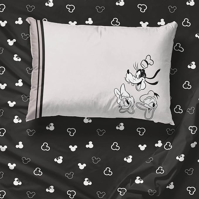 Jay Franco Kids Sheet Set with Fitted, Flat Sheets & Pillow Cover - Ultra-Soft Bedding with Pillowcase for Room Decor, Black - Mickey and Friends, 3 Piece Twin - Image 7