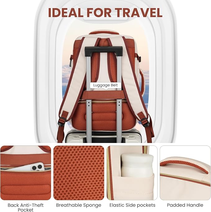 YAMTION Travel Laptops Backpack for Women,Large Carry On Luggage for Airplanes Weekender Bags for Personal Items,Airline Approved TSA Overnight Bags with 4 Packing Cubes - Image 7