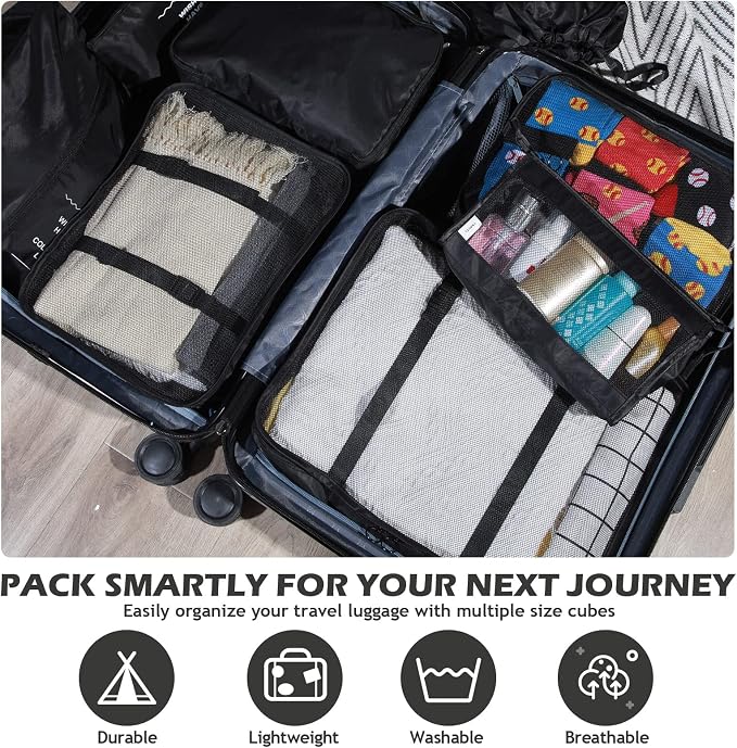 48 Set Packing Cubes Travel Luggage Organizers Set with Storage Shoe Bag, Clothing Bag for Women Men Essentials - Image 4