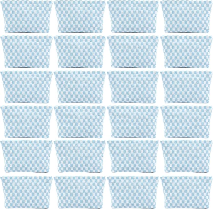 24 PACK Checkered Makeup Bag-Bulk Bridesmaid Proposal Gifts Makeup Pouch for Wedding Party Favors Bachelorette Party Decorations Toiletry Travel Organizer For Women Cosmetic Case Mon Gift(24, Blue) by Home
