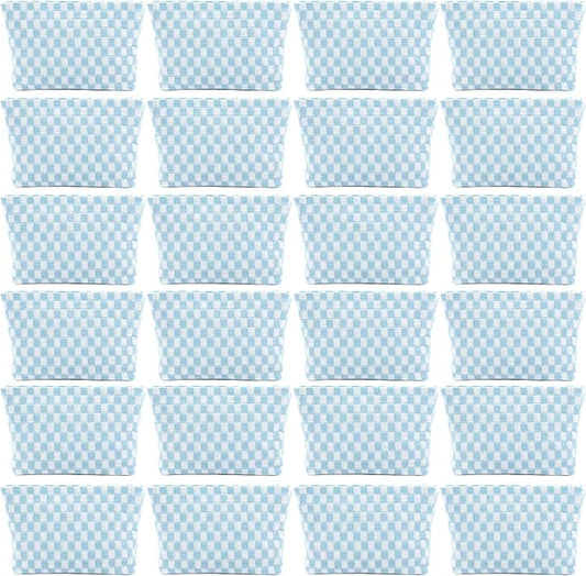 24 PACK Checkered Makeup Bag-Bulk Bridesmaid Proposal Gifts Makeup Pouch for Wedding Party Favors Bachelorette Party Decorations Toiletry Travel Organizer For Women Cosmetic Case Mon Gift(24, Blue) by Home