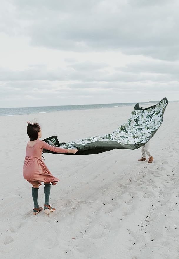 Little Unicorn 5'x10' XL Outdoor Family Picnic & Beach Blanket | Durable & Water-Resistant Fabric | Compact Fold & Easily Wipes Clean | Zipper Pocket (Tropical Leaf) - Image 2