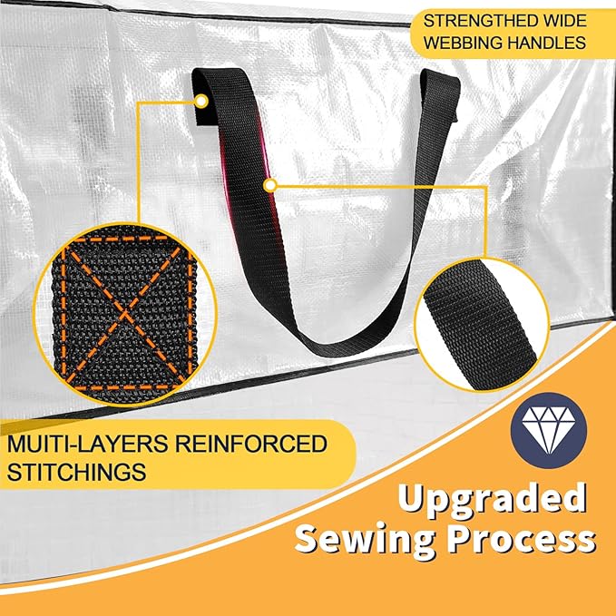 Clear Moving Bags Heavy Duty Extra Large with Strong Zipper Handles | 8 Pack Clothes Storage Bags Totes Space Saving Moving Boxes Bins Packing Bags for College Dorm Compatible with Ikea Frakta - Image 5