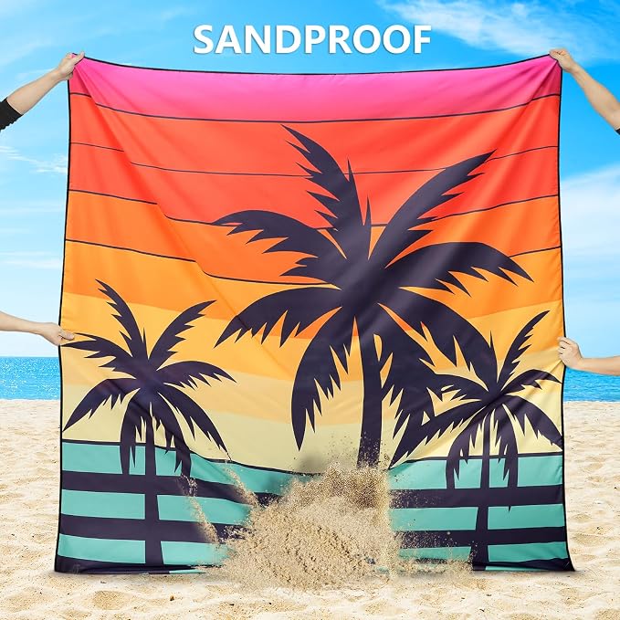 WIWIGO Beach Blanket Waterproof Sandproof Beach Mat 79" X 83"/10'x9'for 2-8 Adults Quick Drying Outdoor Picnic Mat Beach Accessories for Travel, Camping, Hiking - Image 3