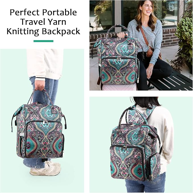 crochet bag,knitting bagBackpack and Tote Bag Storage Bag ，Large capacityYarn Storage Organizer Travel Crochet Bag Women Carrying Crochet Accessories Knitting Needles Crochet - Image 5