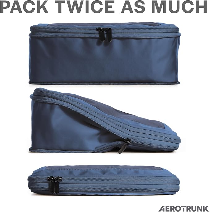Aerotrunk Compression Packing Cubes for Travel - Luggage Organizer Bags - Double Zipper Packing Cubes for Suitcases (4-Pack, Dark Blue) - Image 2