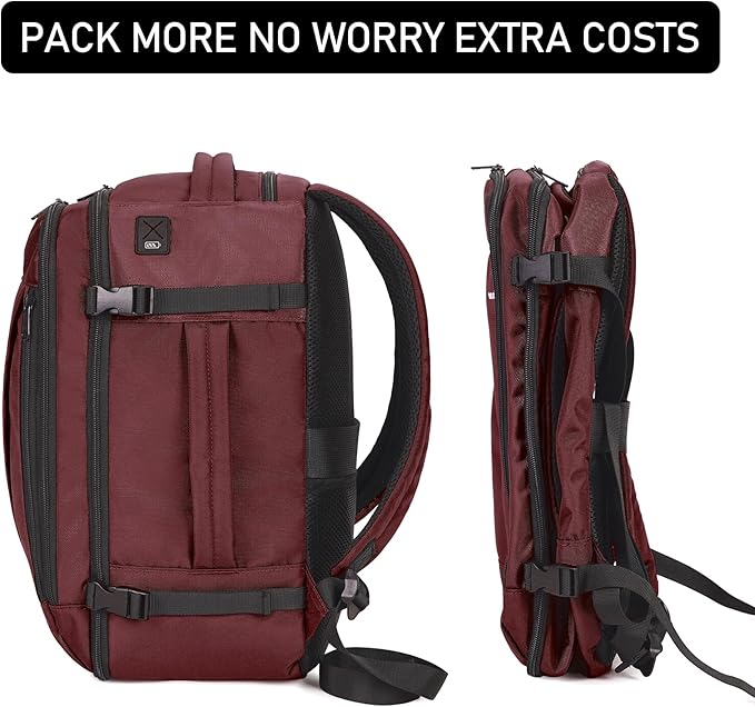 ECOHUB Travel Backpack 18x14x8 Spirit Airlines Personal Item Bag Carry On Backpack 13 Pockets Large Work Casual Daypack for men Airline Approved Waterproof Gym Backpack with Charging Port, Red - Image 6