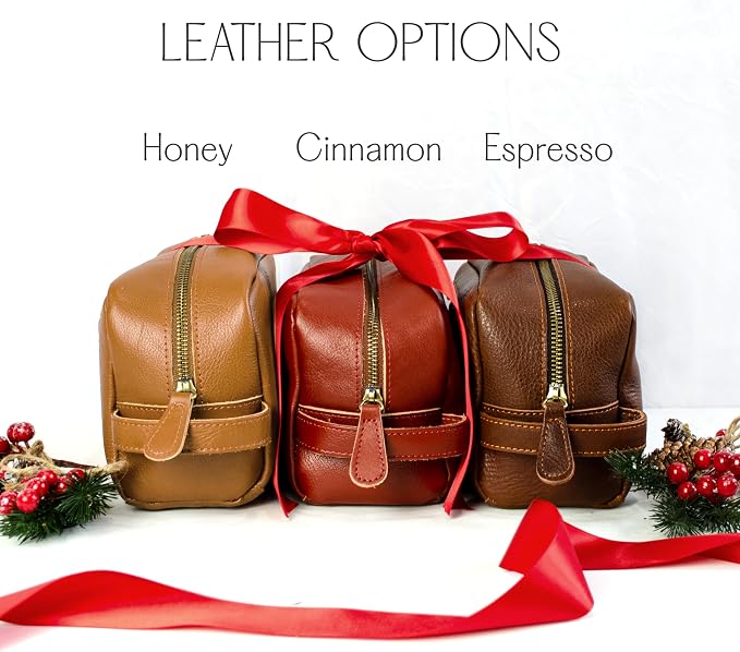 Danique Jewelry 100% Genuine Leather Personalized Toiletry Bag for Men • Mens Toiletry Travel Bag • Travel Essentials • Vacation Essentials Bathroom Travel Organizer • Groomsmen Gifts Shaving Bag - Image 7