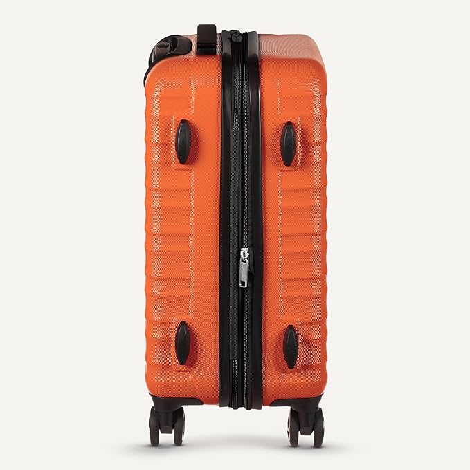Amazon Basics 26" Hardside Medium Checked Luggage, Expandable Hardshell Suitcase with Wheels, Scratch-Resistant Surface, Four Multi-directional Wheels, Orange - Image 5
