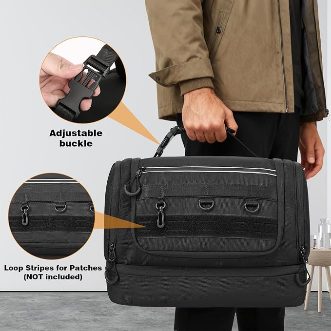 TANGCORLE Toiletry Bag for Men, Handing Travel Toiletry Organizer Protable Water Ressistant Bathroom Shaving Bags for Toiletry Accessories, Travel Essentials (black with orange) - Image 6