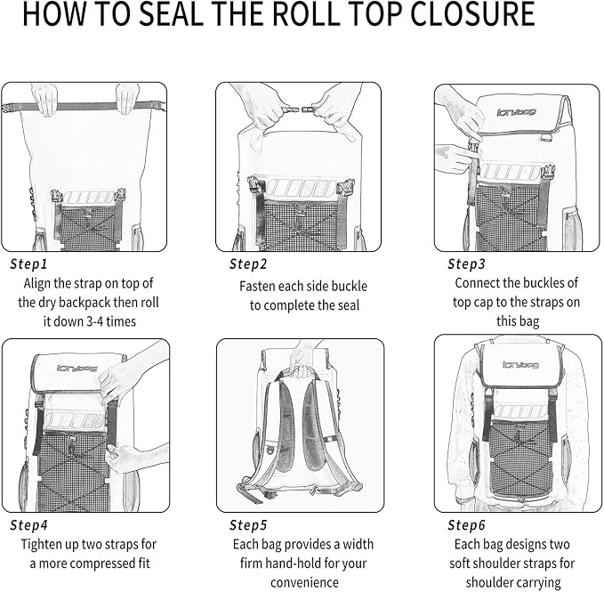 IDRYBAG Waterproof Backpack for Men 25L/45L, Dry Bags Kayak, Dry Backpack Camping Hiking - Image 5