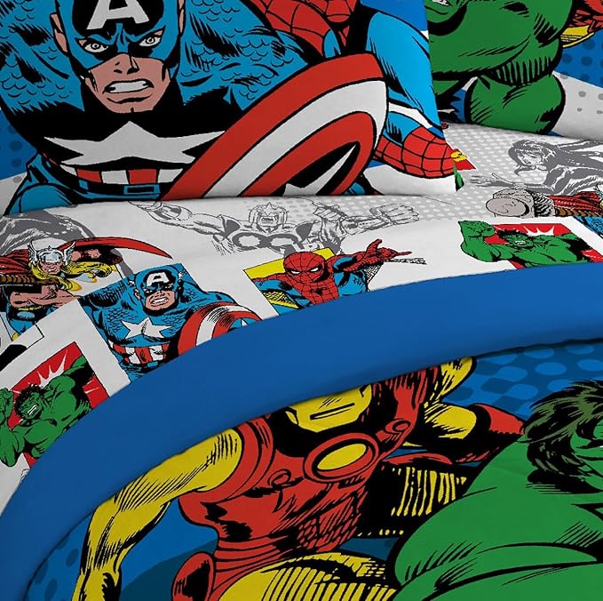 Jay Franco Kids Sheet Set with Fitted, Flat Sheets & Pillow Cover - Ultra-Soft Bedding with Pillowcase for Room Decor, White - Avengers, 3 Piece Twin - Image 8