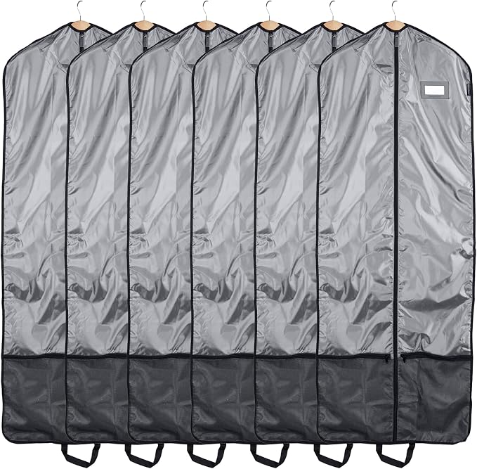 Covermates Deluxe Garment Bag Set for Closet Storage & Travel – Heavy Duty Hanging Suit & Dress Bags with ID Window, Accessory Pockets & Carrying Handles – Premium Wardrobe Protection, Grey by Covermates