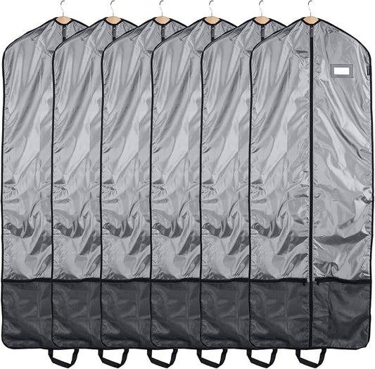Covermates Deluxe Garment Bag Set for Closet Storage & Travel – Heavy Duty Hanging Suit & Dress Bags with ID Window, Accessory Pockets & Carrying Handles – Premium Wardrobe Protection, Grey by Covermates
