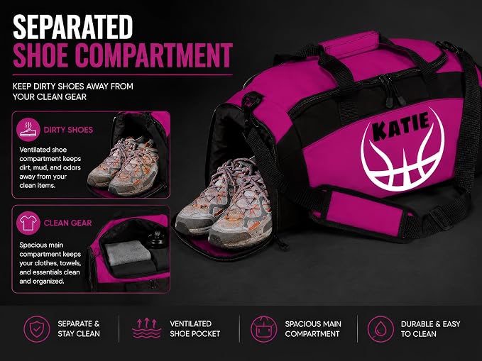Personalized Basketball Duffel Bag with Shoe Compartment, Custom Basketball Bag with Name and Number, Basketball Travel Bag for Players, Team Sports Gear Bag - Image 5