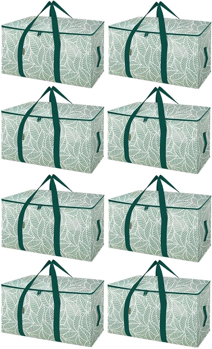 BALEINE 8-Pack Oversized Moving Bags with Reinforced Handles, Heavy-Duty Storage Tote for Clothes, Moving Supplies (Antique Folidage, 8-Pack) by BALEINE