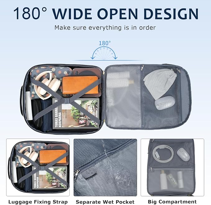 EMPSIGN 40L Travel Backpack for Women & Men | Airline Approved Carry On, TSA Personal Item Bag, Waterproof, Overnight Weekender Essentials, Fits 17" Laptop - Image 4