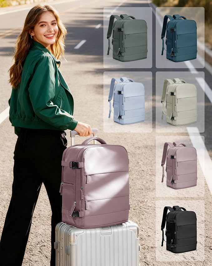 coowoz Travel Backpack Carry On for Women Man Gym Backpacks with Laptop Compartment Mochila de Viaje Teacher Personal Item Backpack Rucksack Airplane Accessories Must Haves Pink Purple Small - Image 2