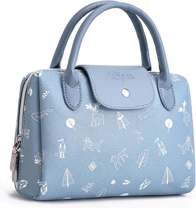 BOYATU Travel Makeup Bag Organizer with Handle: Forest Animal Cosmetic Bag Holds 10+ 100ml Full-Size Bottles for Dates & Trips - Waterproof Leather Toiletry Pouch 3-sec Touch-up for Chic Woman(Blue) by BOYATU
