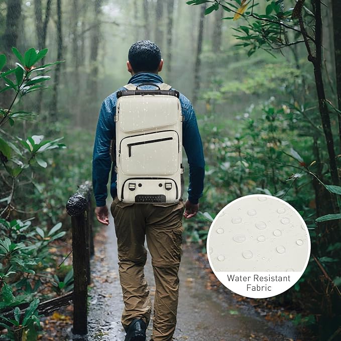 Backpack for Traveling On Airplane,Expandable Carry On Laptop Backpack for Men and Women,Outdoor Travel Bag,Off White - Image 4