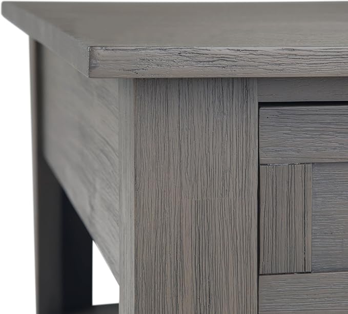 SIMPLIHOME Monroe Square Coffee Table - 38 inch Wide Solid Acacia Wood Living Room Table in Farmhouse Grey, Rustic Cocktail Table for Family Room or Lounge with 2 Drawers and Open Shelf