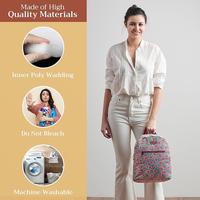 Maison d' Hermine Backpack for Women Men Cotton Shoulder Multipurpose Rucksack with Small Pouch Lightweight Multi Pocket Bag for Travel Work Beach Perfect for Spring Summer (Bamako - Coumba) - Image 3