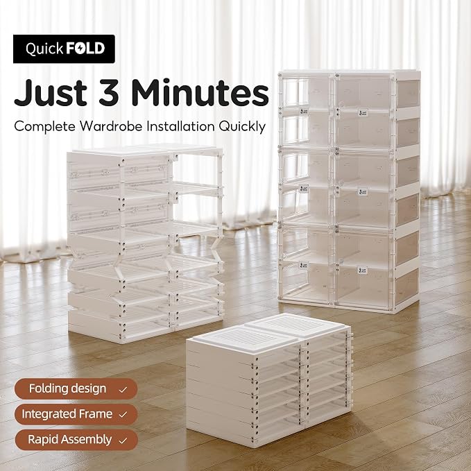 ANTBOX Foldable Shoe Rack,Shoe Organizers for Closet Plastic Shoe Storage Box Space Saving For Entryway, Large Sturdy Stackable Sneaker Cabinet Bins With Magnetic Clear Door 4 Tiers 8 Pairs - Image 3