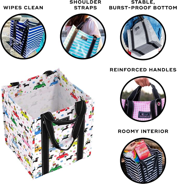 SCOUT Bagette Market Tote - Large Reusable Grocery Bag with Burst-Proof Bottom, Two Sets of Straps, Folds Flat to Store - Image 4