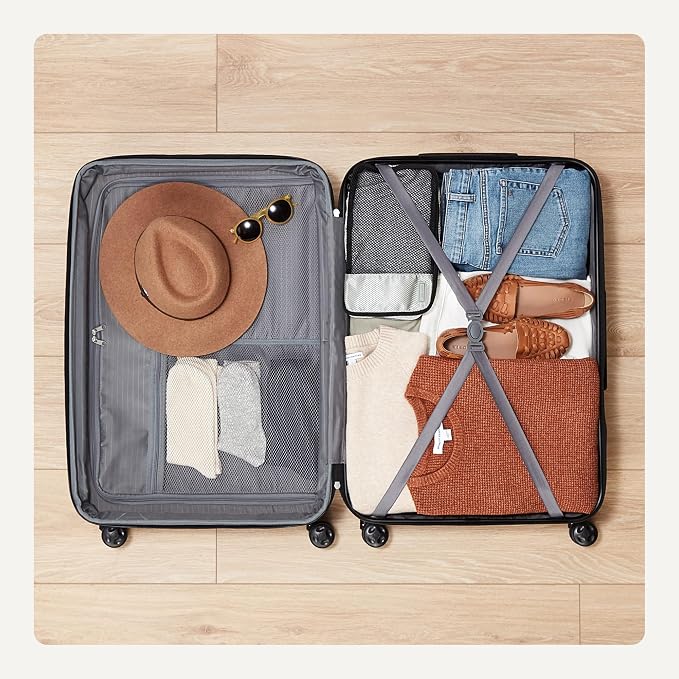 Amazon Basics 30" Hardside Large Checked Luggage, Hardshell Suitcase With Four Multi-directional Wheels, Expandable For Up to 15% More Space, Scratch-Resistant Shell, Black - Image 4